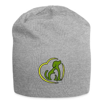 Abstract cat and dog in heart. - Jersey Beanie - heather grey - Front