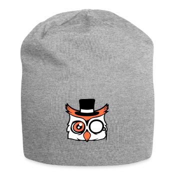 Sir Owl Top Hat Monocle Glasses Rich Mr. - Jersey Beanie - heather grey - Front