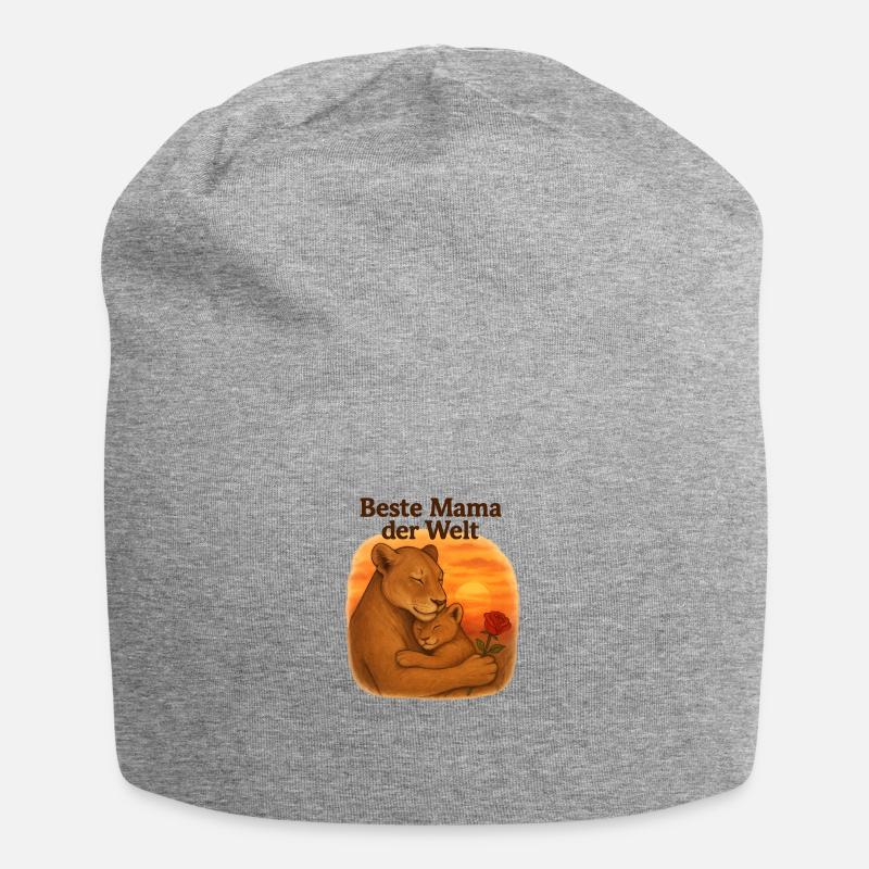Muttertag Geschenke Löwen Mama - Jersey-Beanie - Grau meliert