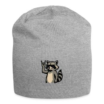 Cooler Waschbär mit Sonnenbrille. - Jersey-Beanie - Grau meliert - Vorne