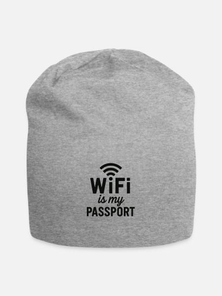 WLAN ist mein Passport – Tippfehler Homeoffice - Jersey-Beanie - Grau meliert
