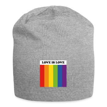 LOVE IS LOVE LGBT flag - Jersey Beanie - heather grey - Front
