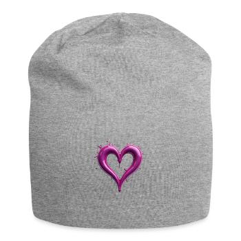 Splattering Pink Heart - Jersey Beanie - heather grey - Front