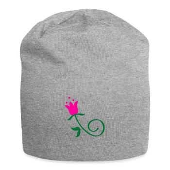 Bluetenornament / floral ornament (2c) - Jersey Beanie - heather grey - Front