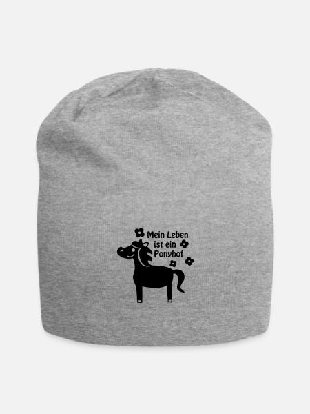 Leben ist Ponyhof / Pferd Pony - Jersey-Beanie - Grau meliert