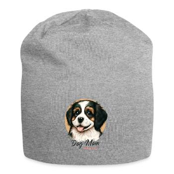 Hund Mama kuschelnder Welpe, kleiner Bernhardiner, lustiger Hund - Jersey-Beanie - Grau meliert - Vorne