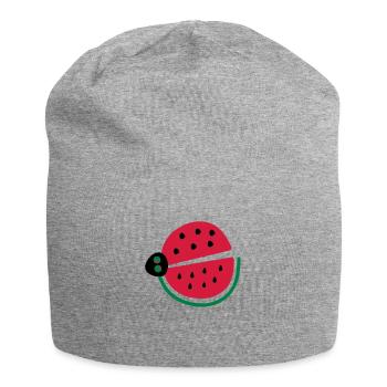 watermelon ladybug - Jersey Beanie - heather grey - Front