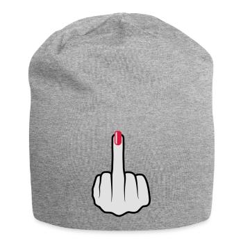 Women middle finger nail polish - Jersey Beanie - heather grey - Front