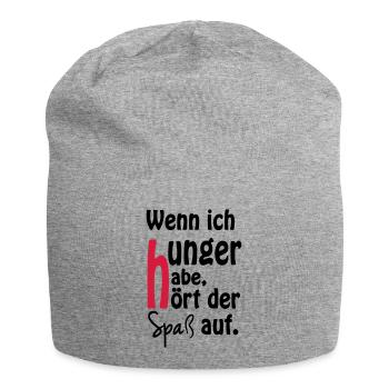 Wenn ich hunger habe, hört der Spaß auf. - Jersey-Beanie - Grau meliert - Vorne