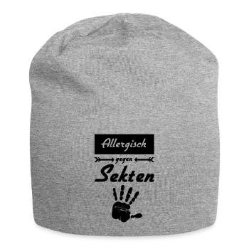 Allergisch gegen Sekten Geschenk - Jersey-Beanie - Grau meliert - Vorne