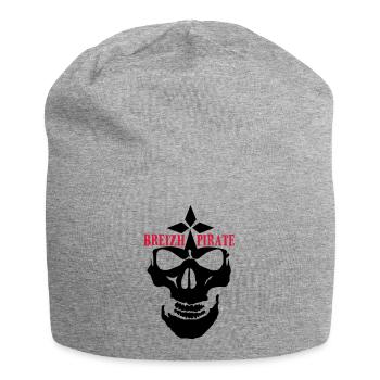 breizh pirate tete de mort crane skull logo - Bonnet en jersey - gris chiné - Devant