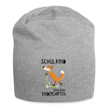 Schulkind und winke Kindergarten - Einschulung - Jersey-Beanie - Grau meliert - Vorne