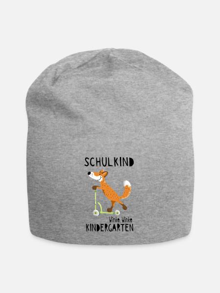 Schulkind und winke Kindergarten - Einschulung - Jersey-Beanie - Grau meliert