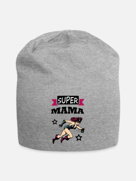 Super Mama - Jersey-Beanie - Grau meliert