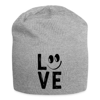 Love Smile Liebe Herzchen Herzen Lachen Happy - Jersey-Beanie - Grau meliert - Vorne