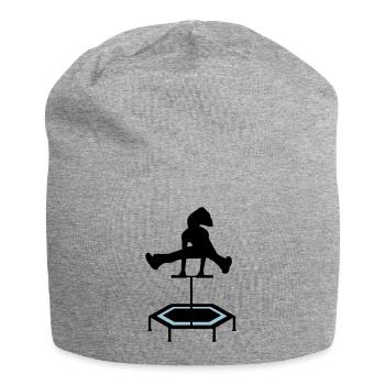 jumping trampoline girl jumping jump gift - Jersey Beanie - heather grey - Front