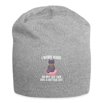 Chat drôle - Bonnet en jersey - gris chiné - Devant