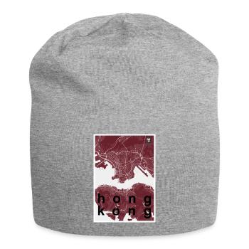 Hong Kong Hipster Stadt Karte rot - Jersey-Beanie - Grau meliert - Vorne