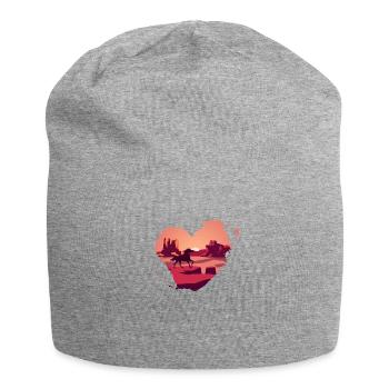 Horse in the Rocky Mountains - Jersey Beanie - heather grey - Front