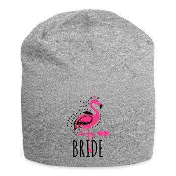 102 JGA BRIDE Flamingo Sterne Braut Herzen - Jersey-Beanie - Grau meliert - Vorne