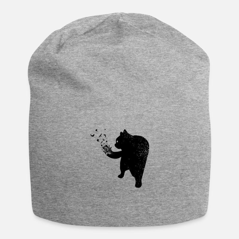 Raven black cat - Jersey Beanie - heather grey
