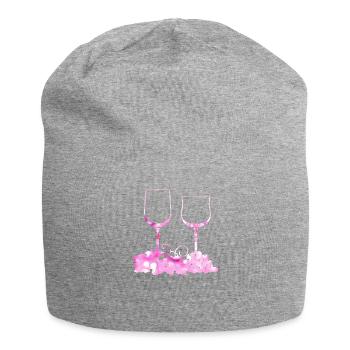 Wine glasses Grape vine leaf - Jersey Beanie - heather grey - Front