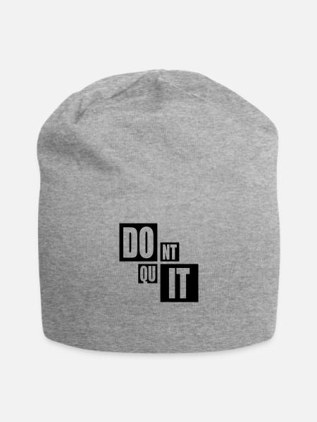 motivation spruch cool ausdauer fitness text logo - Jersey-Beanie - Grau meliert