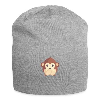 süßes Affen Emoticon - Jersey-Beanie - Grau meliert - Vorne