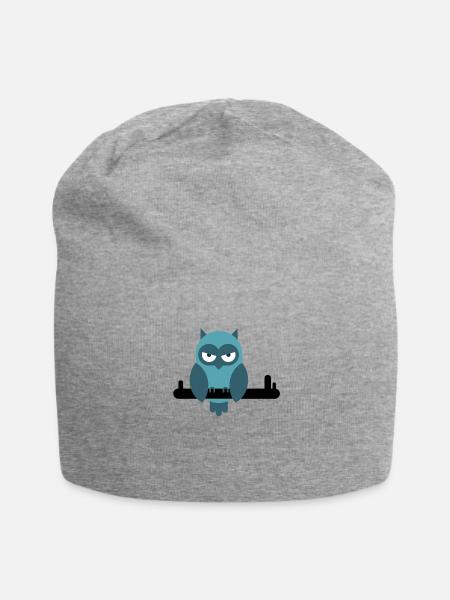 Eule der anderen Art, Geschenkidee für jedermann - Jersey-Beanie - Grau meliert