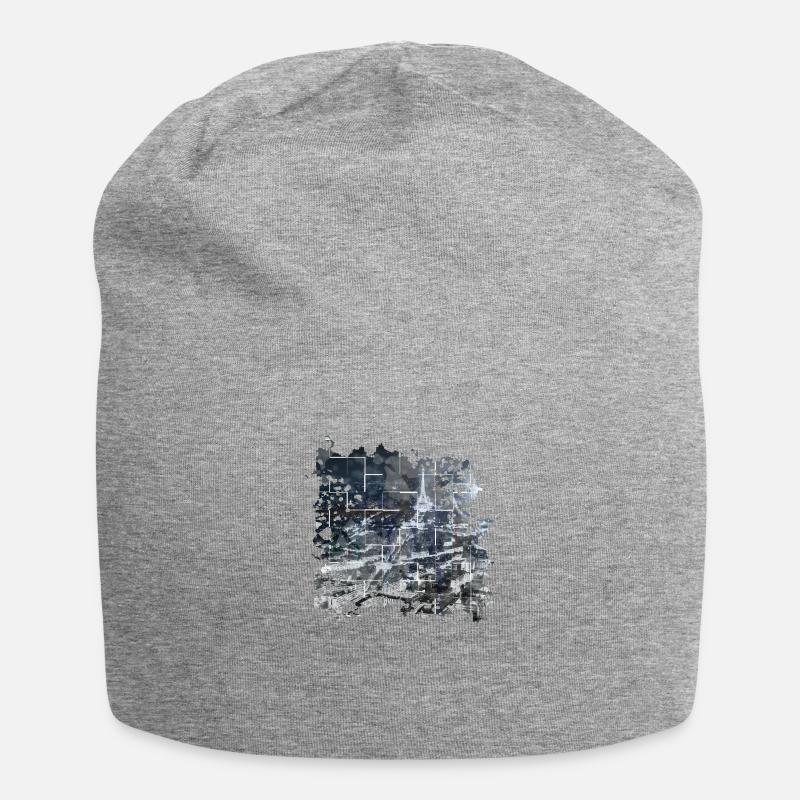 Paris at night Eiffel tower cityscape - Jersey Beanie - heather grey