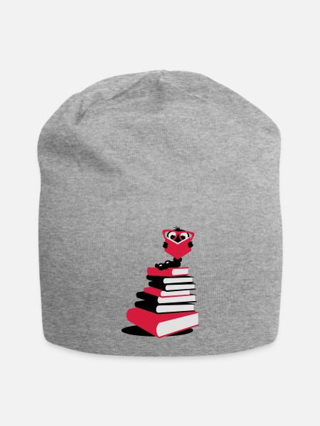 Un rat de bibliothèque avec un livre - Bonnet en jersey - gris chiné