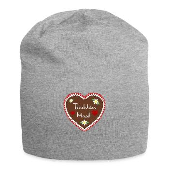Lebkuchenherz Trachten Madl rot - Jersey-Beanie - Grau meliert - Vorne