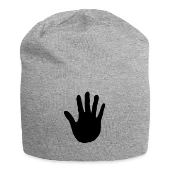 Main , empreinte de la main - Bonnet en jersey - gris chiné - Devant