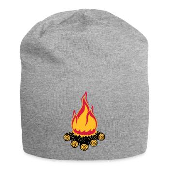 feu de camp camping soir nuit camping camper bois - Bonnet en jersey - gris chiné - Devant