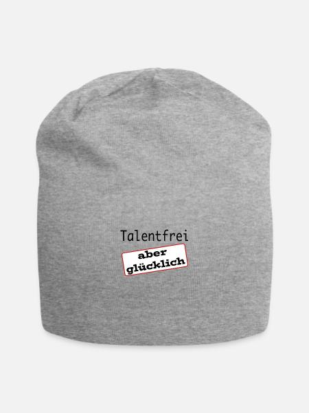 Talentfrei aber glücklich - Jersey-Beanie - Grau meliert