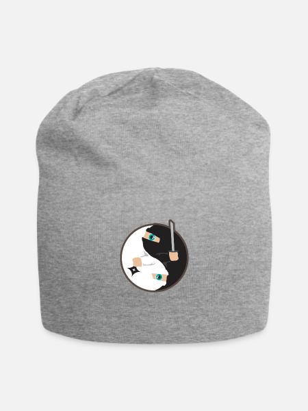 Yin Yang Ninja Tag und Nacht - Geschenkidee - Jersey-Beanie - Grau meliert