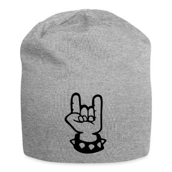 gehörnten Zeichen metal fork rock hand sign devil - Jersey-Beanie - Grau meliert - Vorne