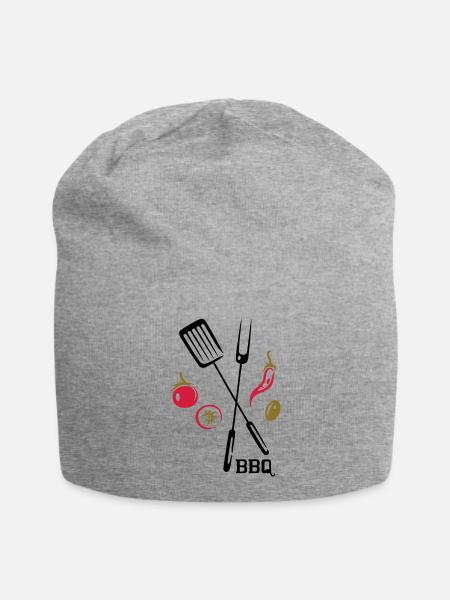 Barbecue, barbecue végétarien et végétalien - Bonnet en jersey - gris chiné