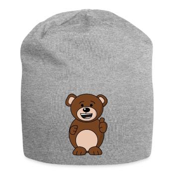 Bruno Ours Heureux - Orange - Bonnet en jersey - gris chiné - Devant