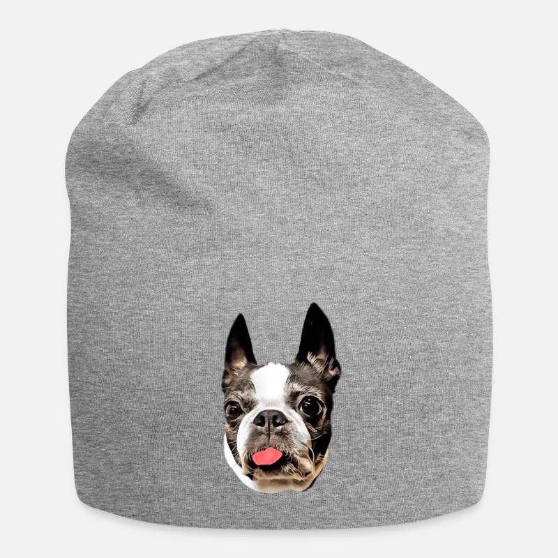 Boston Terrier moth I - Jersey Beanie - heather grey