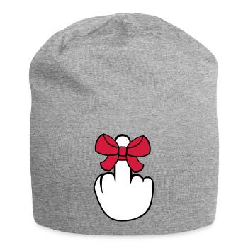 wichser mittelfinger zeigen beleidigen fick dich f - Jersey-Beanie - Grau meliert - Vorne