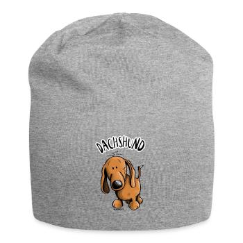 Drolliger Dachshund - Dackel - Teckel - Jersey-Beanie - Grau meliert - Vorne
