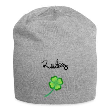 Trèfle à quatre feuilles Bonne chance - Bonnet en jersey - gris chiné - Devant