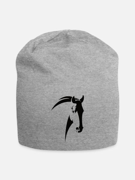 Pferdekopf - Jersey-Beanie - Grau meliert
