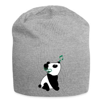 Panda avec implant cochléaire - Bonnet en jersey - gris chiné - Devant