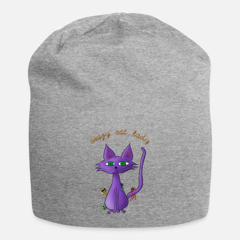 dame de chat fou - Bonnet en jersey - gris chiné