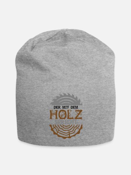 Farbe änderbar | Der mit dem Holz spricht - Jersey-Beanie - Grau meliert