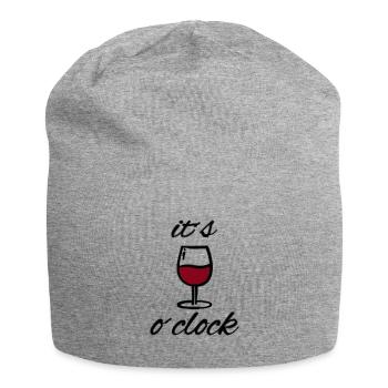 Wine o'clock Lustiges Motiv mit Weinglas - Jersey-Beanie - Grau meliert - Vorne