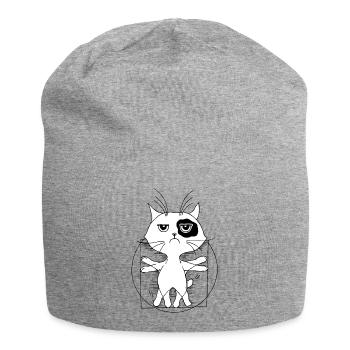 Chat de Vinci - Bonnet en jersey - gris chiné - Devant