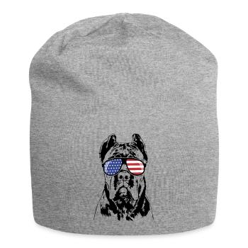 CANE CORSO ITALIANO America Flag Glasses Wilsigns - Jersey Beanie - heather grey - Front